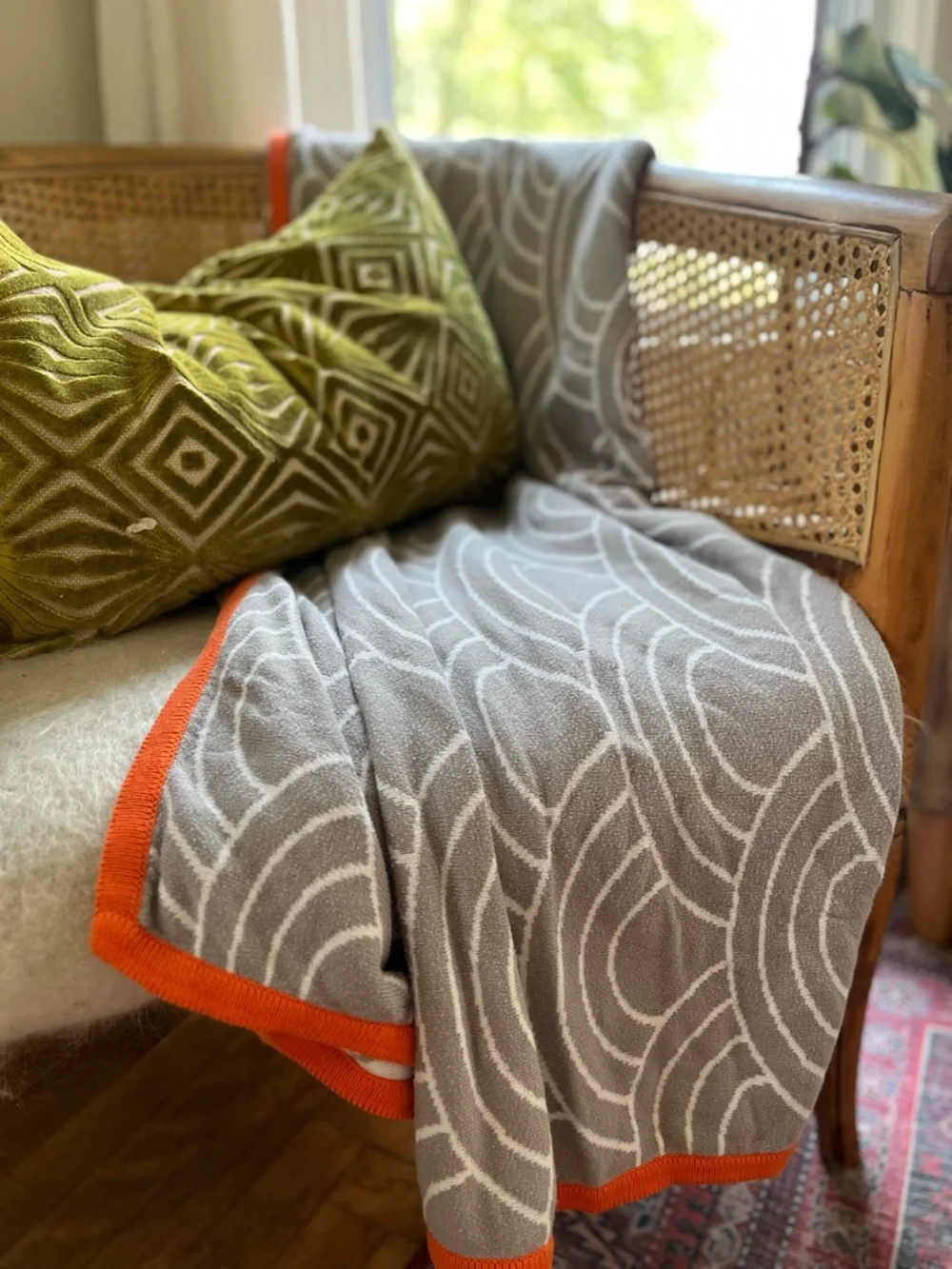 Jonathan Adler scales cotton knit modern throw gray